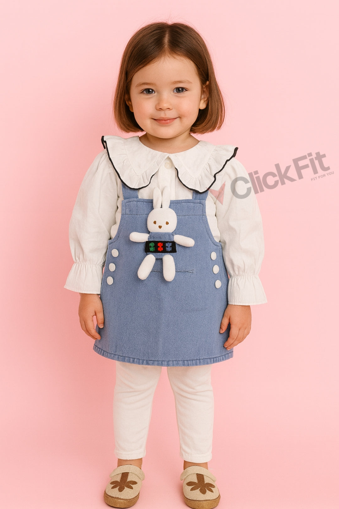 Denim skirt with white shirt